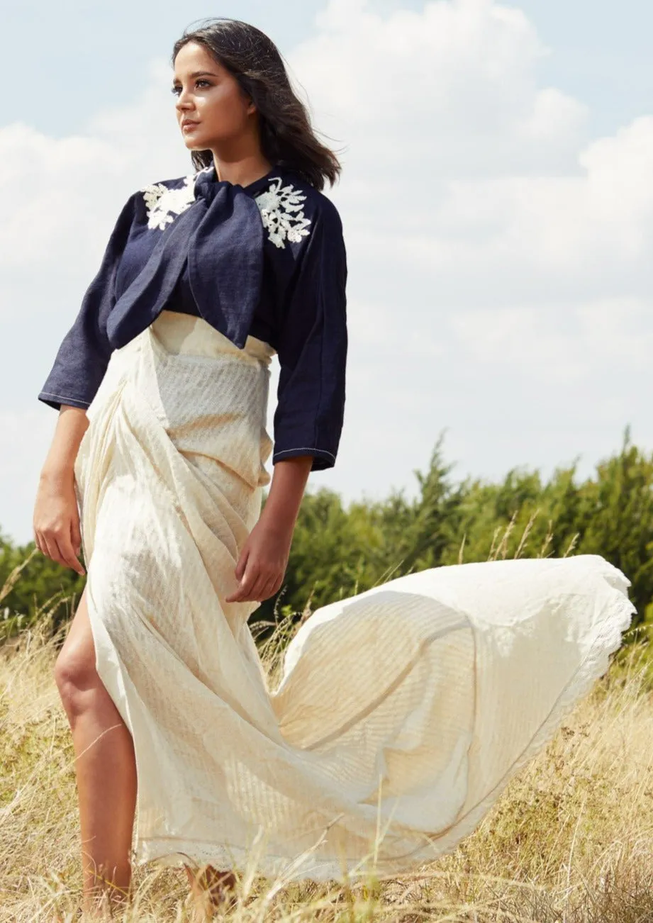 Denim Button up Blouse & Woven Cotton Skirt