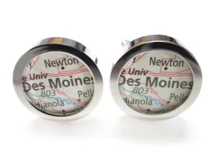 Des Moines Iowa Map Cufflinks