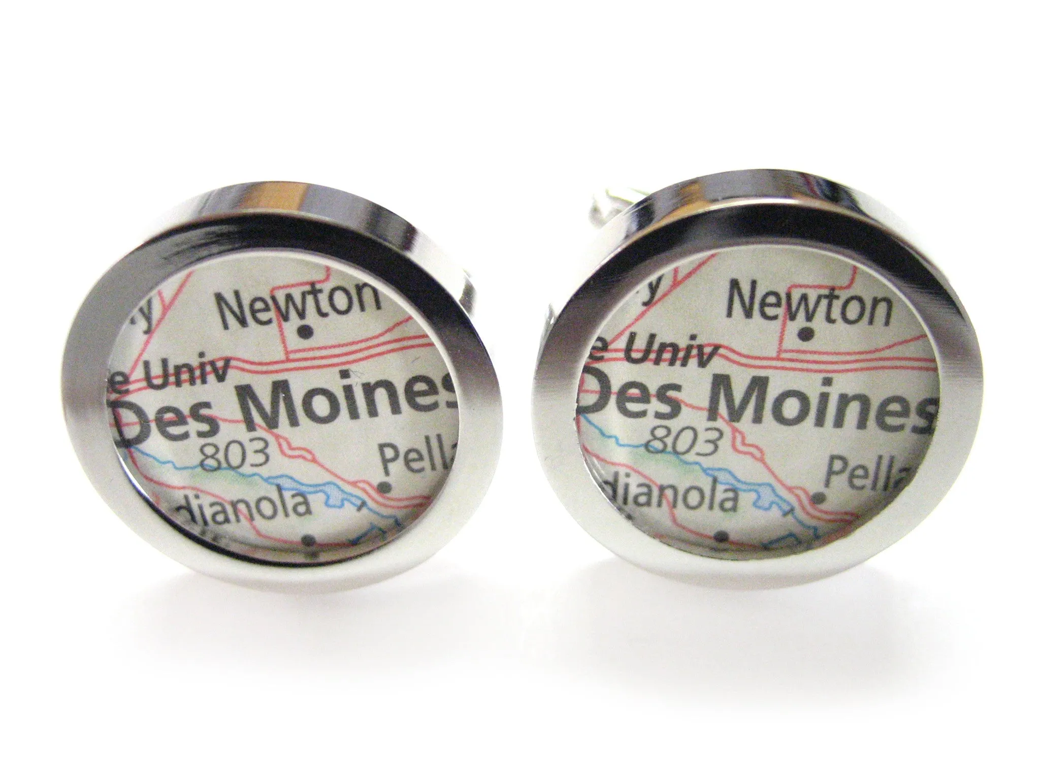 Des Moines Iowa Map Cufflinks