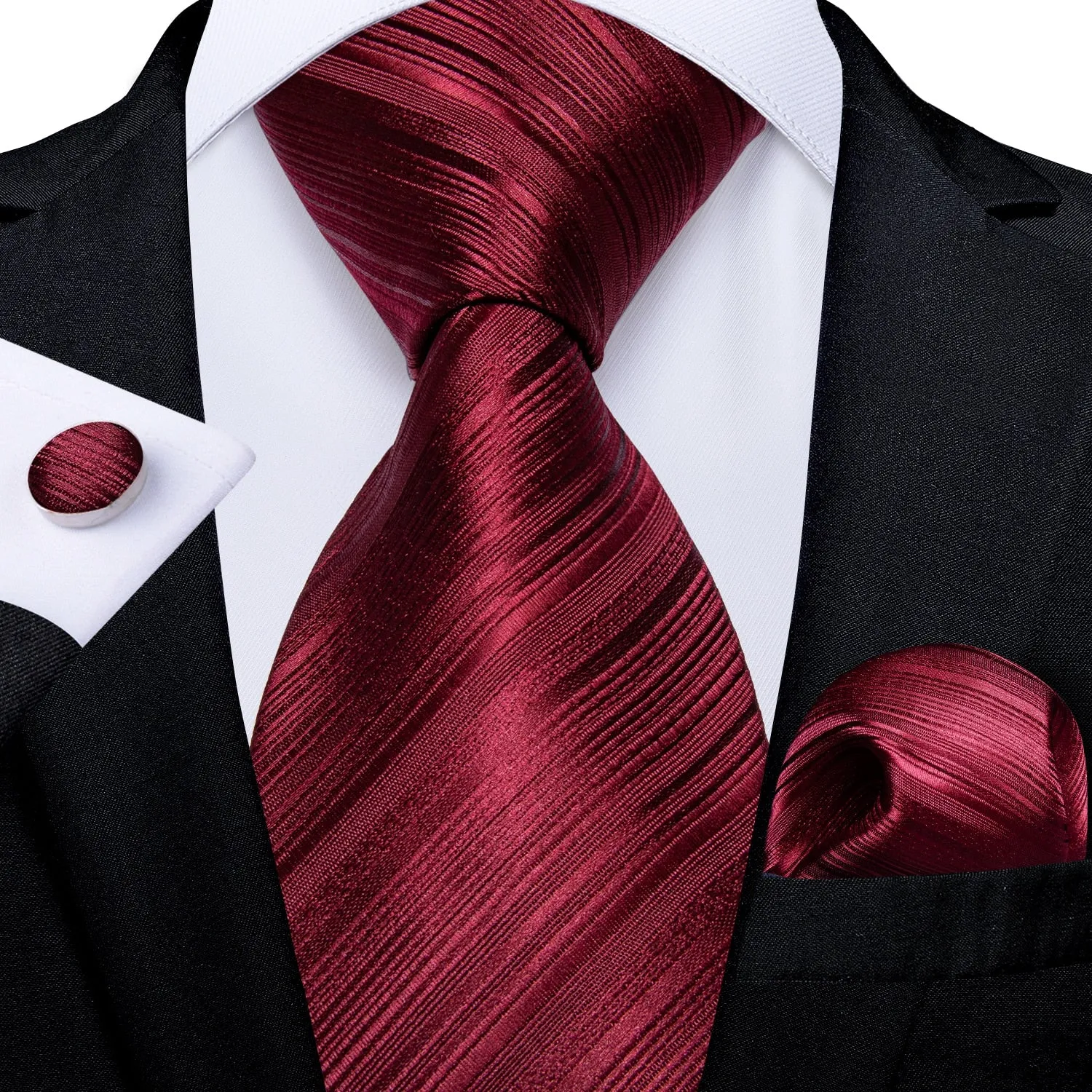 DiBanGu Designer Mens Wedding Tie Gold Black Striped Silk Neck Ties For Men Hanky Cufflinks Set Business Party Gravatas