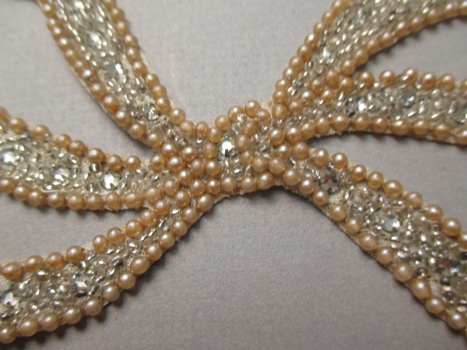 Early 20th Century rhinestone beaded appliqué bow motif