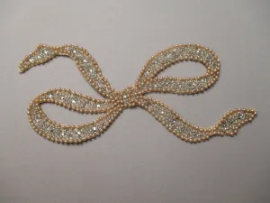Early 20th Century rhinestone beaded appliqué bow motif