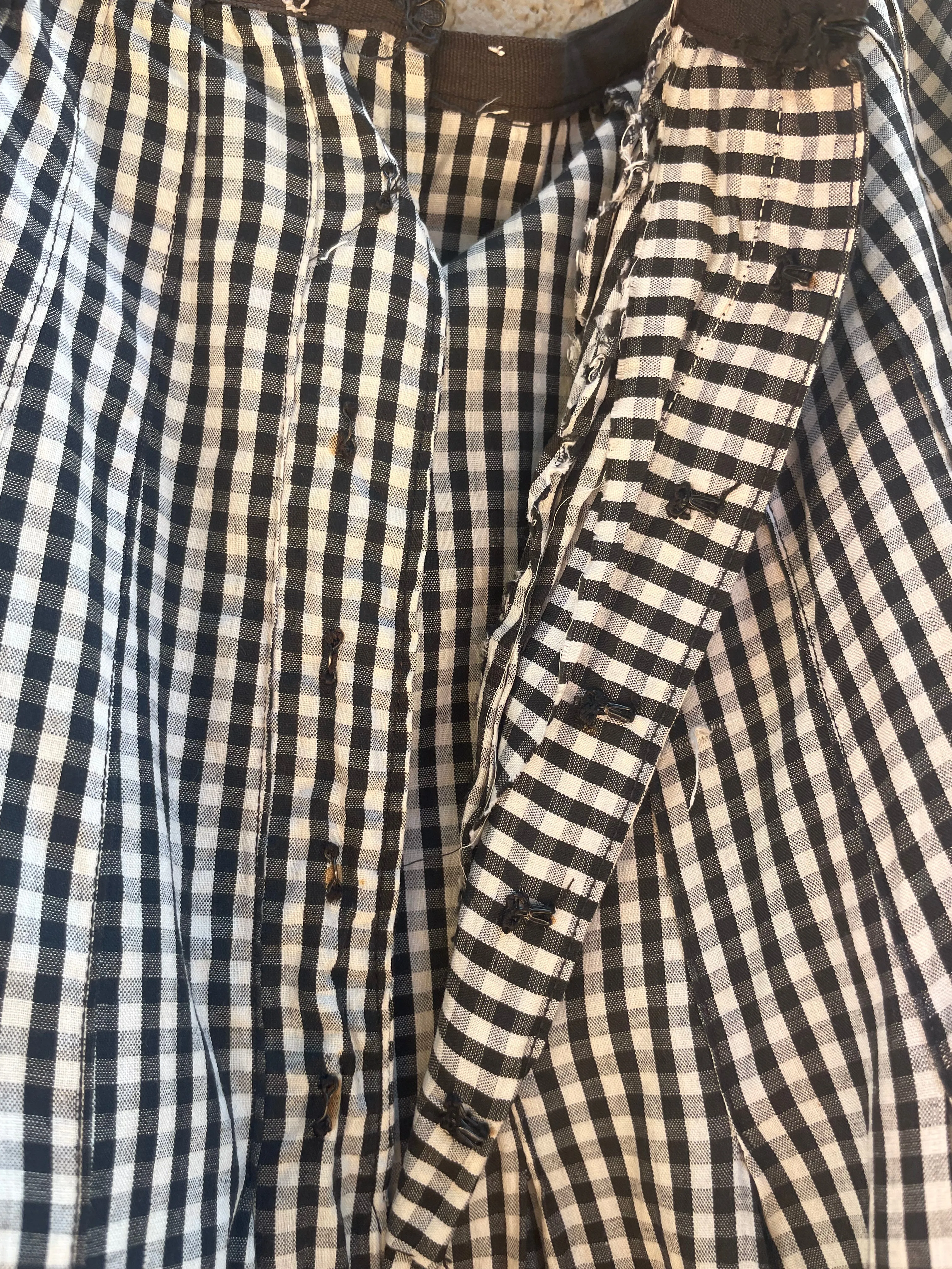 Edwardian Gingham Cotton Keyhole Blouse Skirt Set