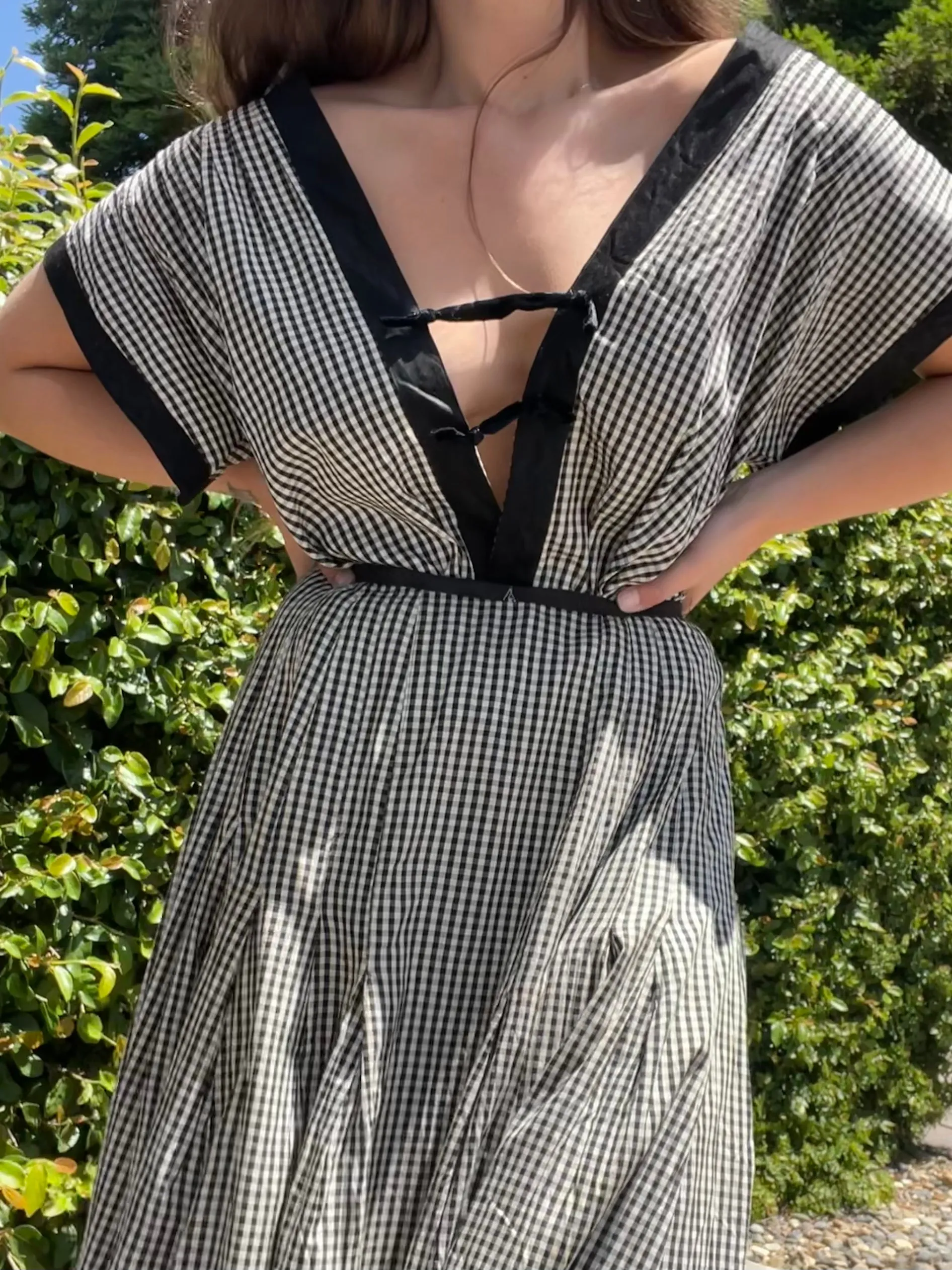Edwardian Gingham Cotton Keyhole Blouse Skirt Set