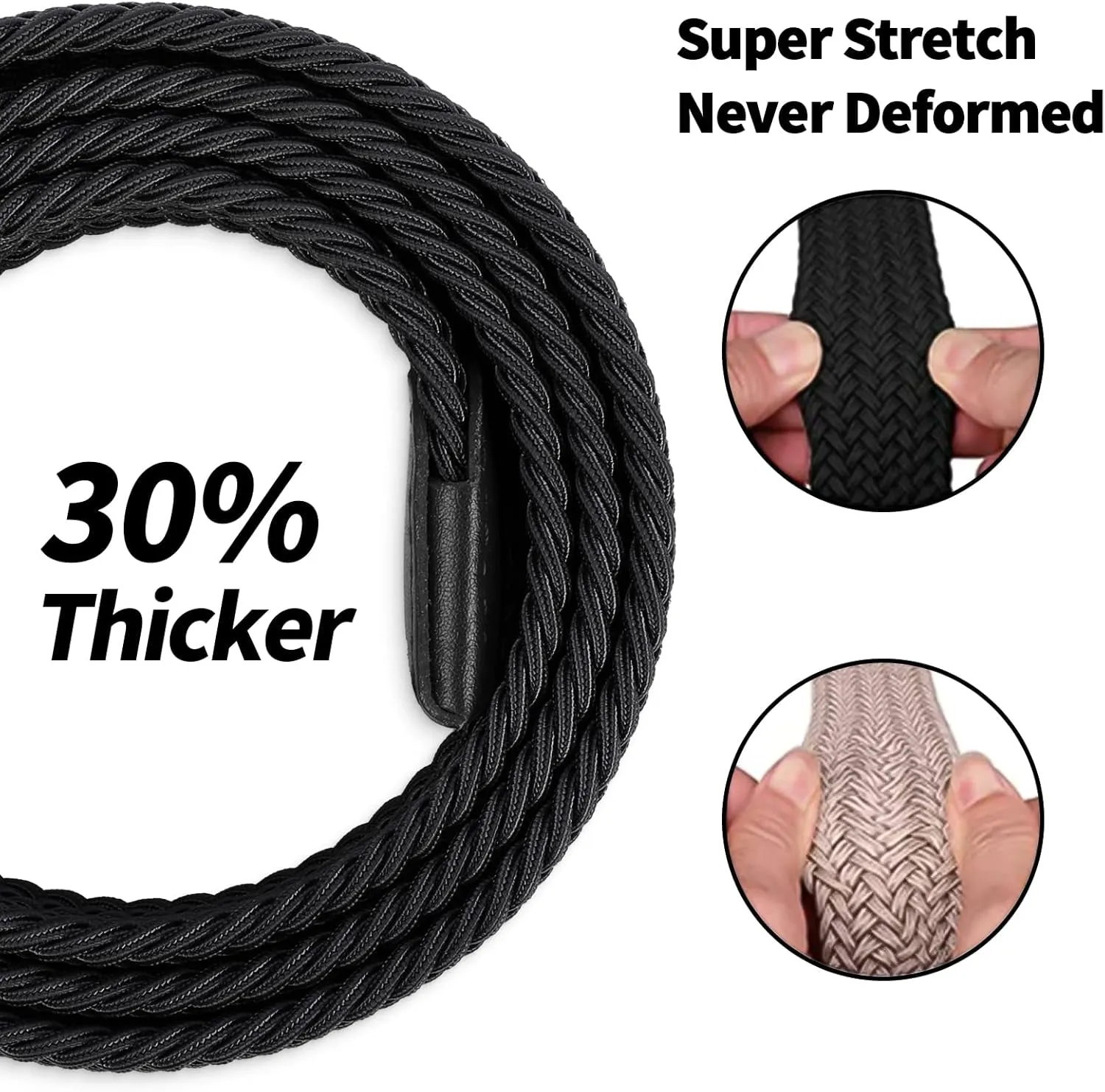 Elastic Braided Mens Belts 1 3/8", Nylon Work Belts for Men