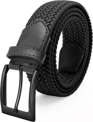 Elastic Braided Mens Belts 1 3/8", Nylon Work Belts for Men