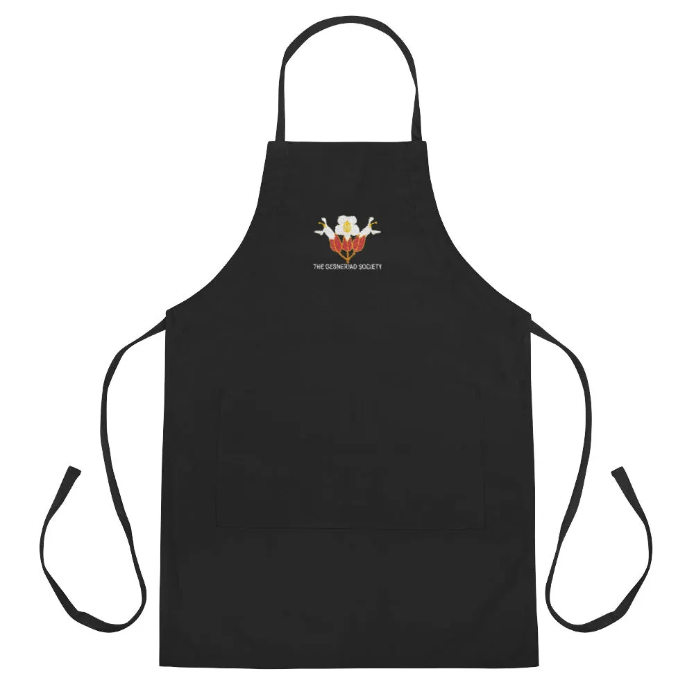 Embroidered Apron with Sinningia helleri