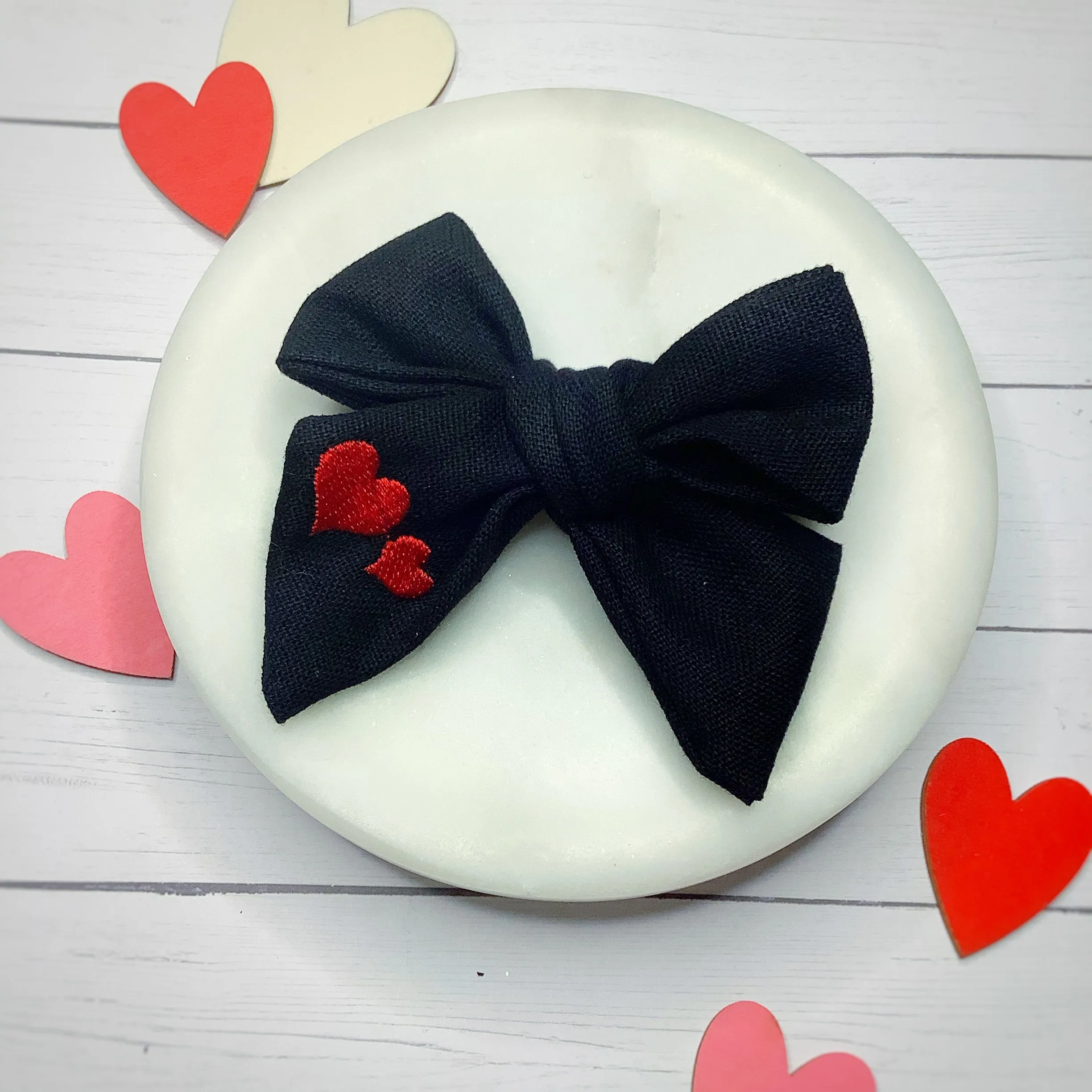 Embroidered Hearts Bow Strip Collection