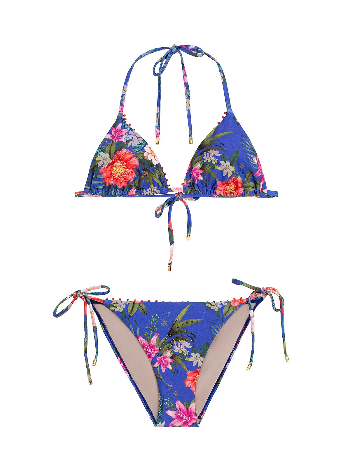 Embroidered Tri-Embroidered Tie Bikini ::RET