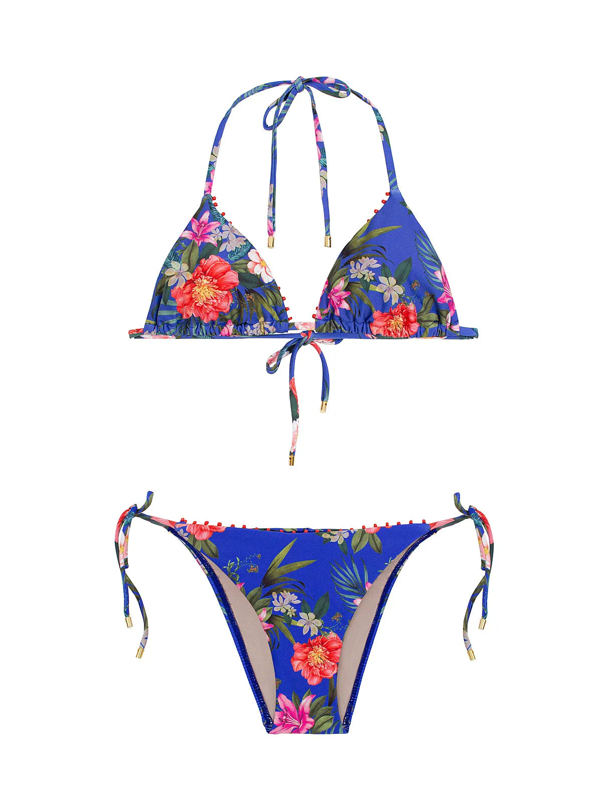 Embroidered Tri-Embroidered Tie Bikini ::RET