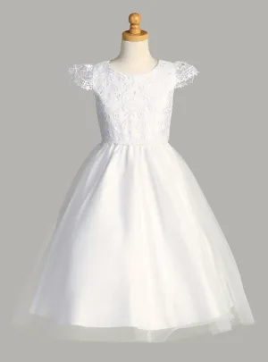 Embroidered Tulle Bodice First Communion Dress with Tulle Skirt - SP189