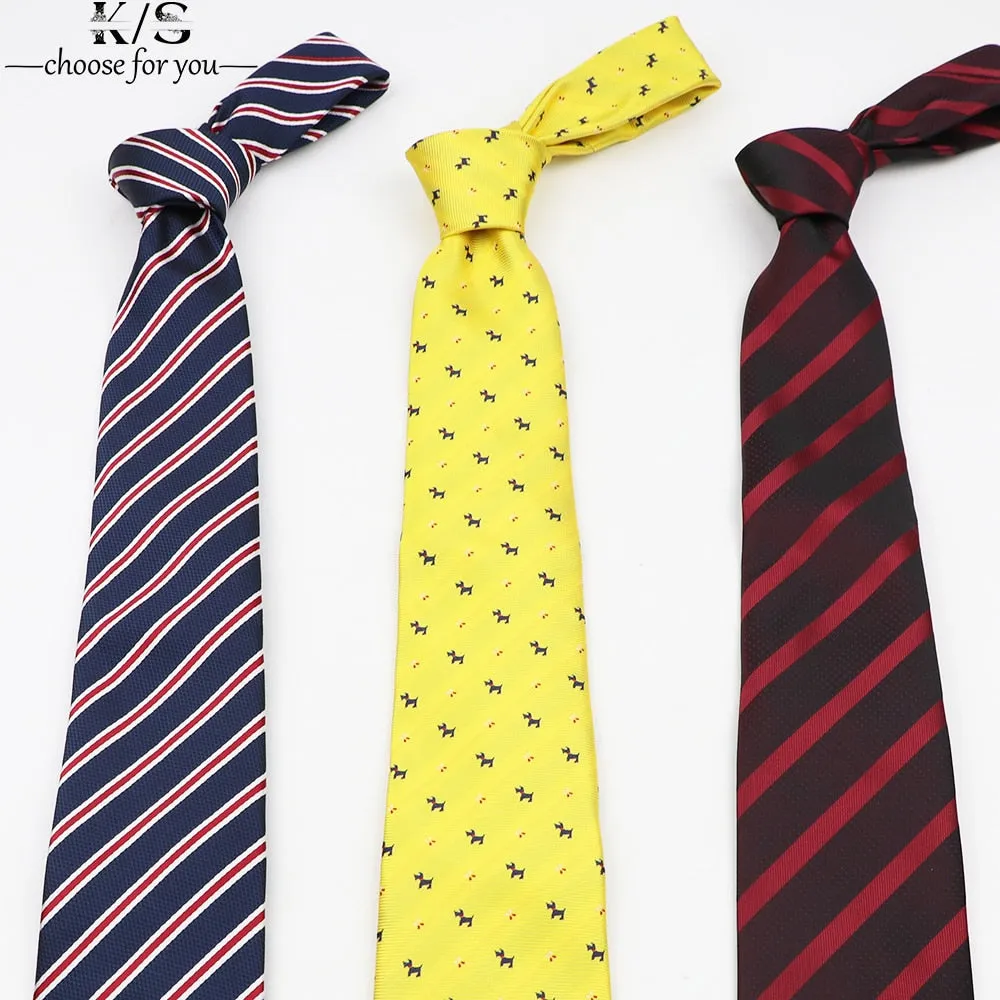 Fashion Men&#39;s Tie Casual Stripe Necktie Business Wedding Party Dress Wear 8cm Boy Birthday Gift Daily Cartoon Cute Yellow Ties