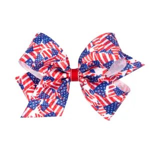 Flag Printed Grosgrain Hair Bow on Clippie