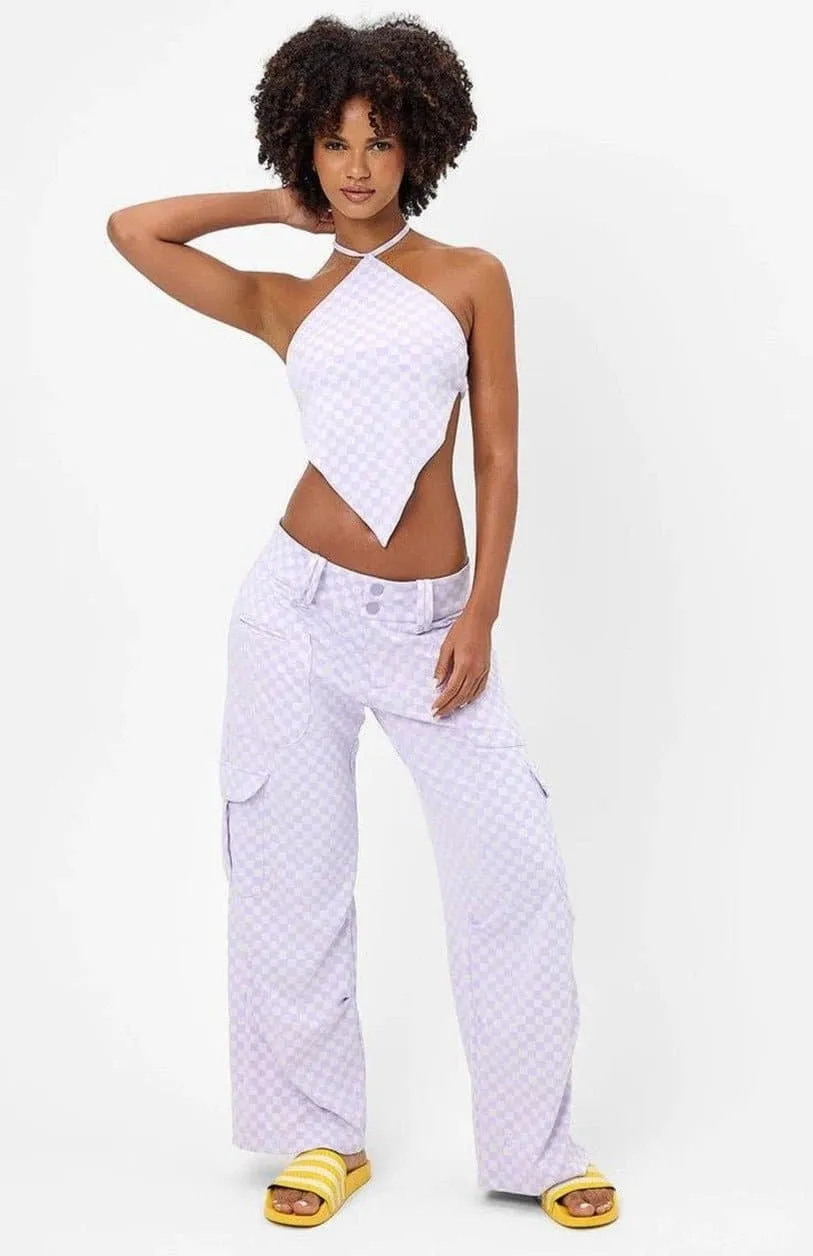 Frankies Bikinis Hennie Checkered Halter Bikini Top