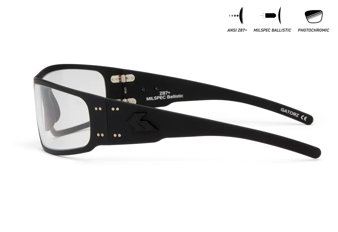 Gatorz Milspec Magnum, Matte Black, Ballistic ANSI Z87 ,  Photochromic Anti-Fog (Inferno)