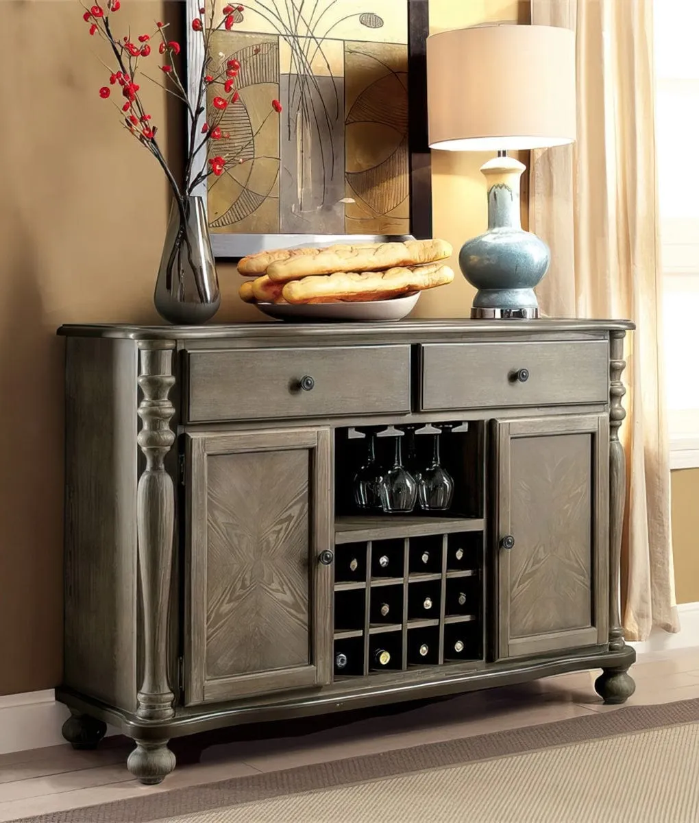 Getty Farmhouse Wood Multi-Storage Wine Cabinet