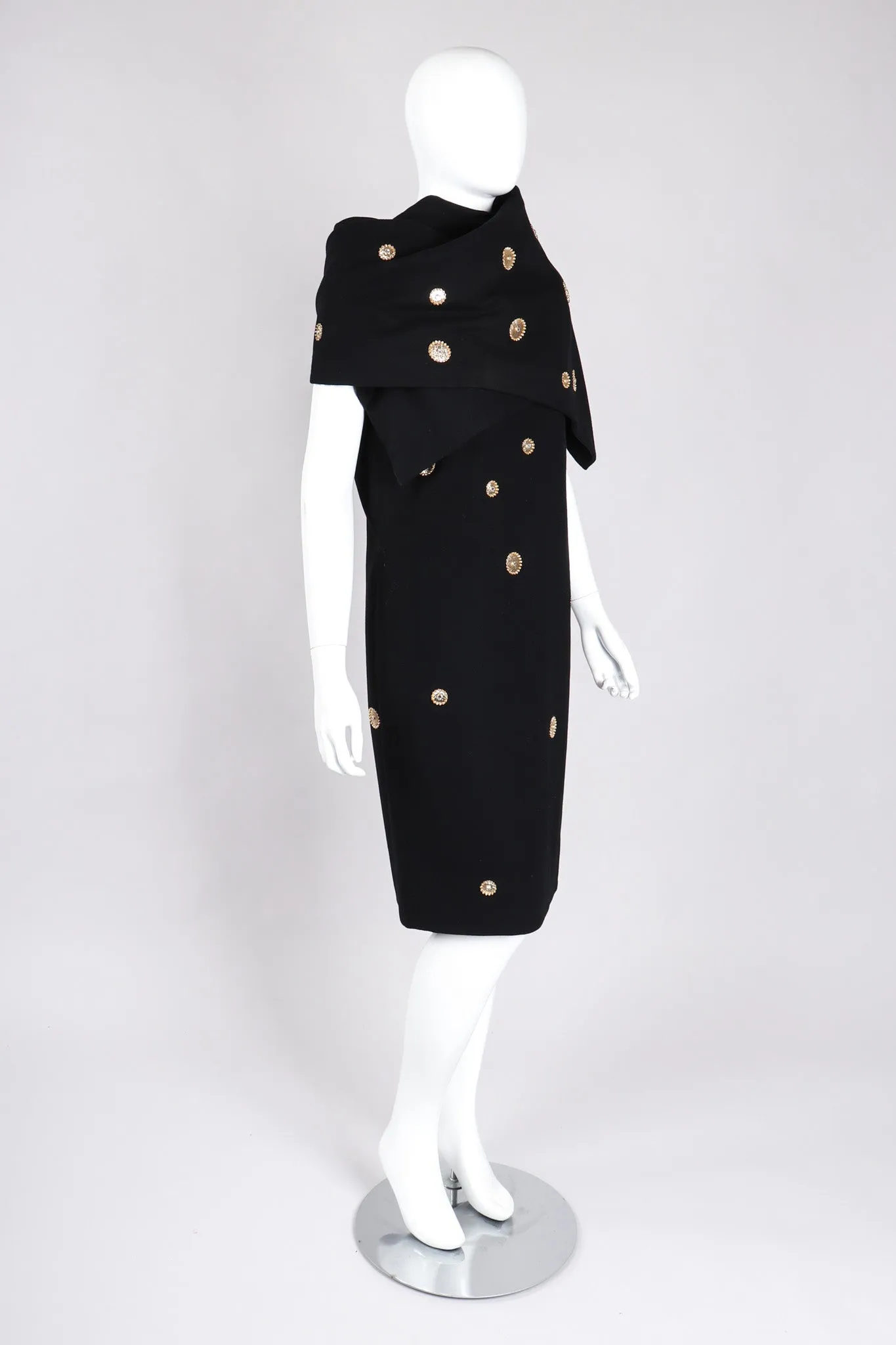 Gold Appliqué Shift Dress & Shawl