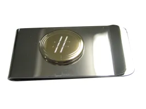 Gold Toned Etched Oval Pound Hash Tag Symbol Pendant Money Clip