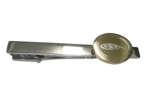 Gold Toned Etched Oval Religious Ichthys Jesus Fish Tie Clip