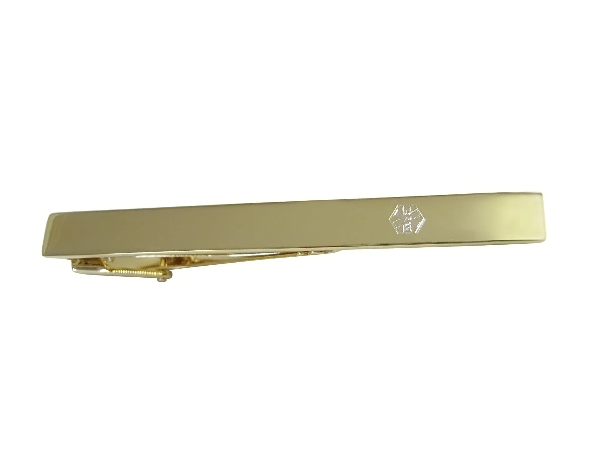 Gold Toned Etched Paramedic Star of Life Symbol Square Tie Clip