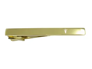 Gold Toned Etched Small Caduceus Medical Symbol Square Tie Clip