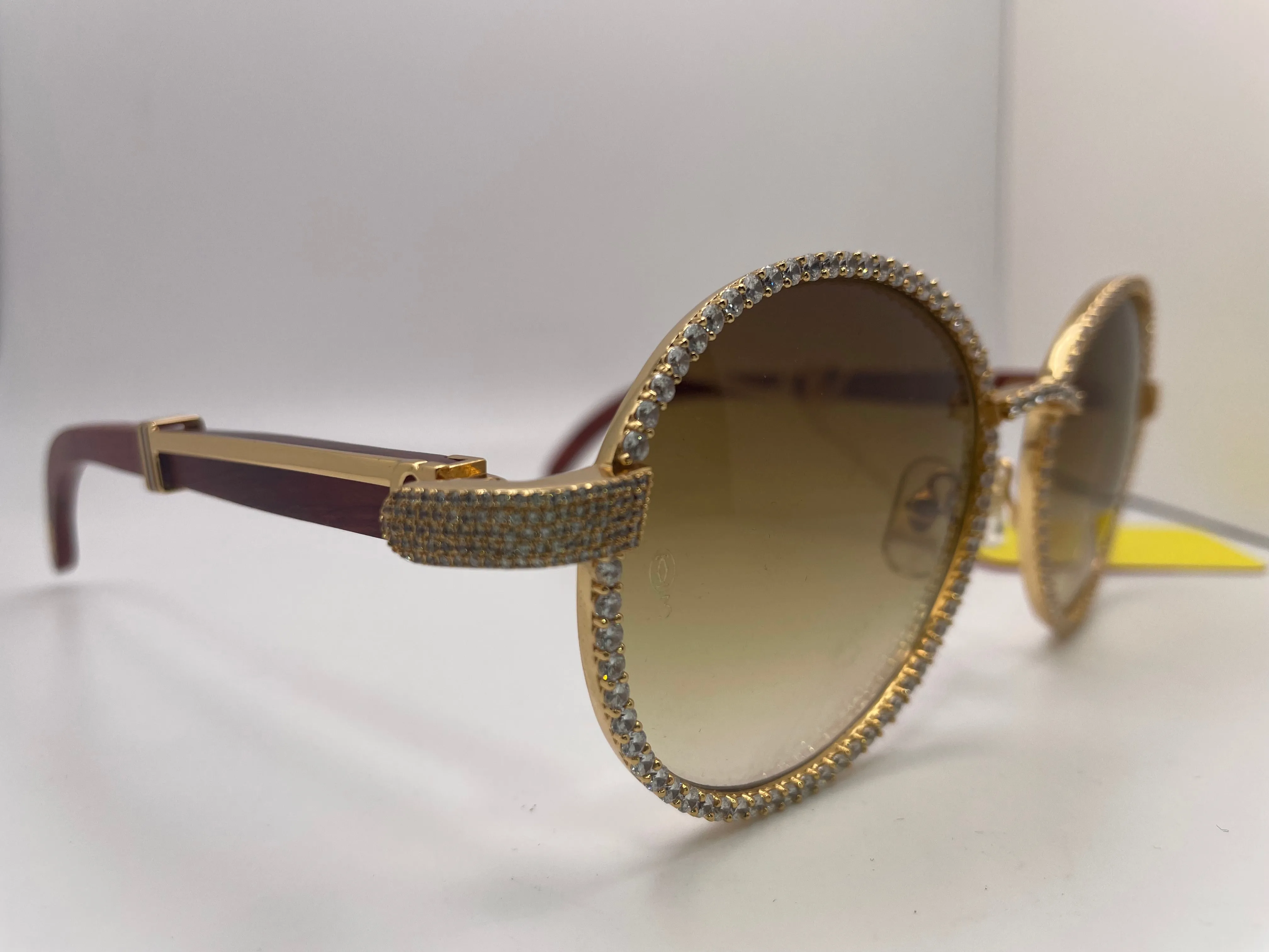 Gold Woods w/ Diamond Frame & Brown Oval Lenses