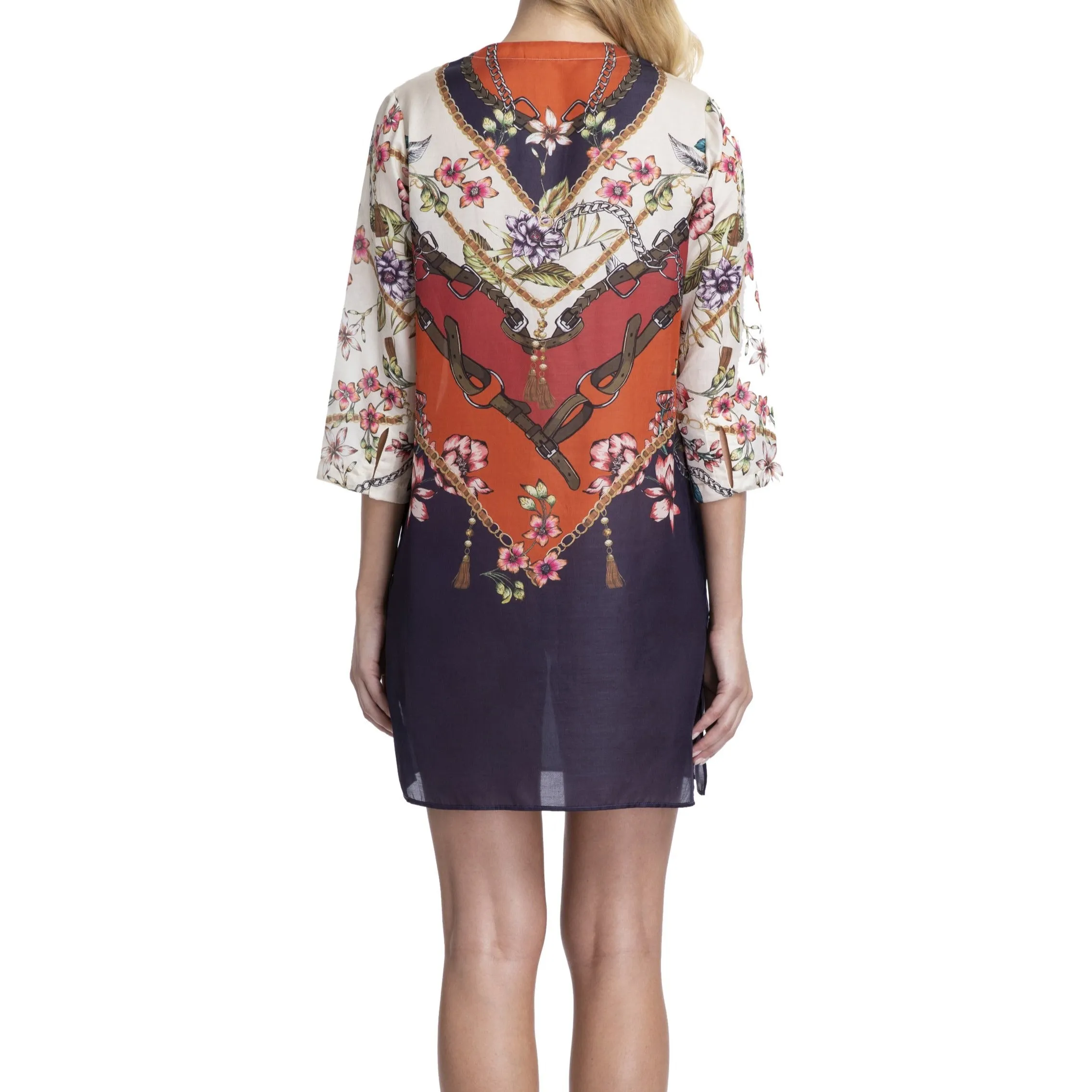 Gottex Blue Marine Silk & Cotton Beach Dress