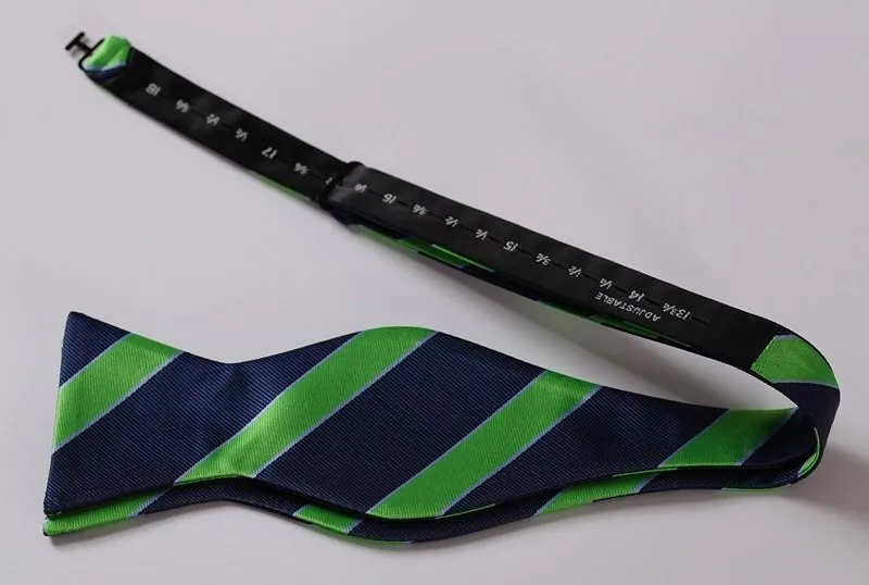 Green Blue Mens Silk Self tie Bow Tie with Pocket Squares Set