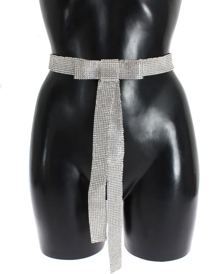 Green Silk Clear Real Crystal Waist Belt