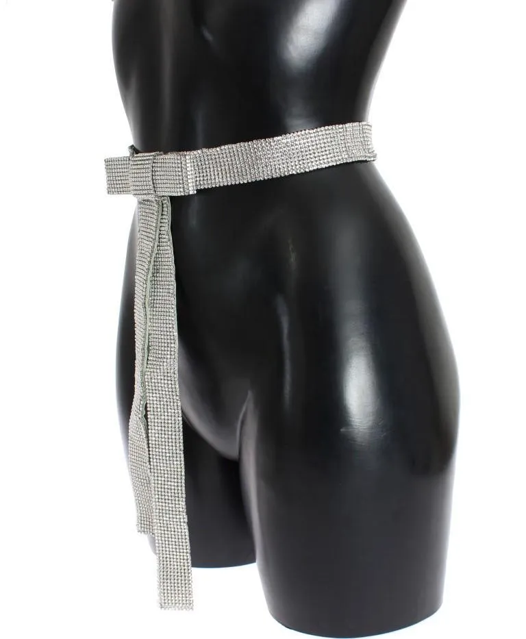 Green Silk Clear Real Crystal Waist Belt