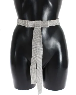 Green Silk Clear Real Crystal Waist Belt