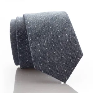 Grey Denim Dot Youth Skinny Tie