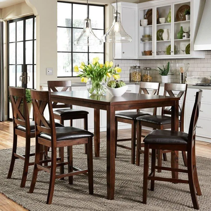 Handicrafts Sheesham Wooden 6 Seater Dining Set in Provincial Teak Finishing