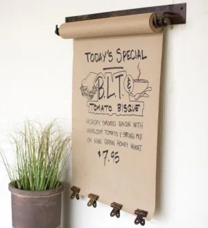 Hanging Note Roll with 4 Antique Brass Finish Clips - 22in