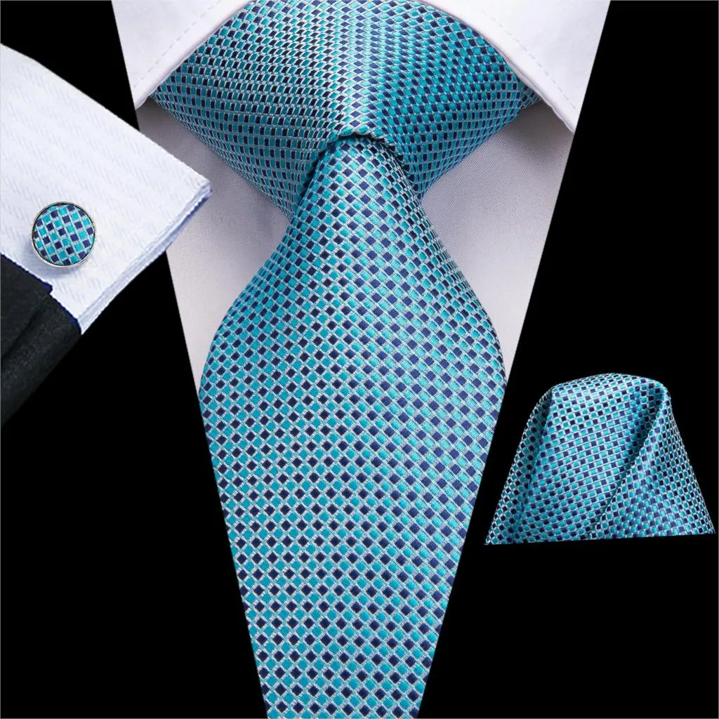 Hi-Tie Navy Blue Red Dot Silk Wedding Tie For Men Hanky Cufflink Mens Gift Tie Set Business Party Dropshipping Fashion Designer