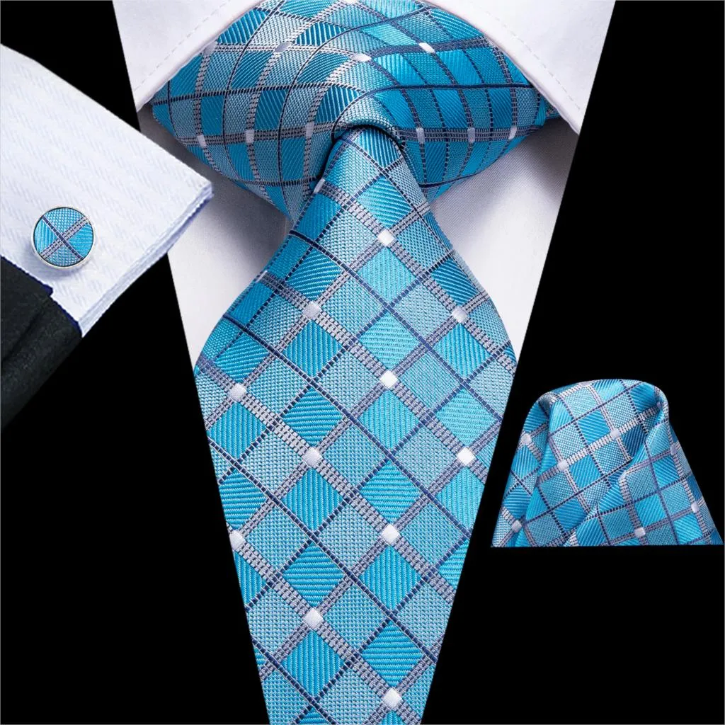 Hi-Tie Navy Blue Red Dot Silk Wedding Tie For Men Hanky Cufflink Mens Gift Tie Set Business Party Dropshipping Fashion Designer