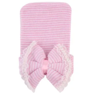 Hospital Hat with Lace & Pearl Bow
