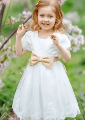 Ivory Occasion Bow Dress