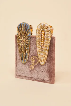 Jewelled Hair Clips (Set of 2) - Wheatgrass & Starburst