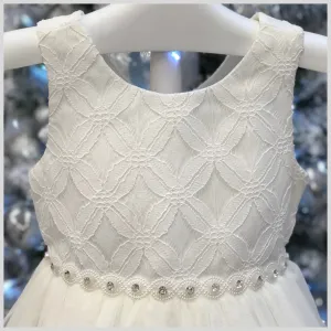 Jewelled Ivory Tulle Tiered Cinderella Party Dress