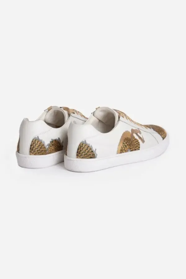 Johnny Was JWLA White/Multi Dragon Sneaker Boho Chic JWS6421 NEW