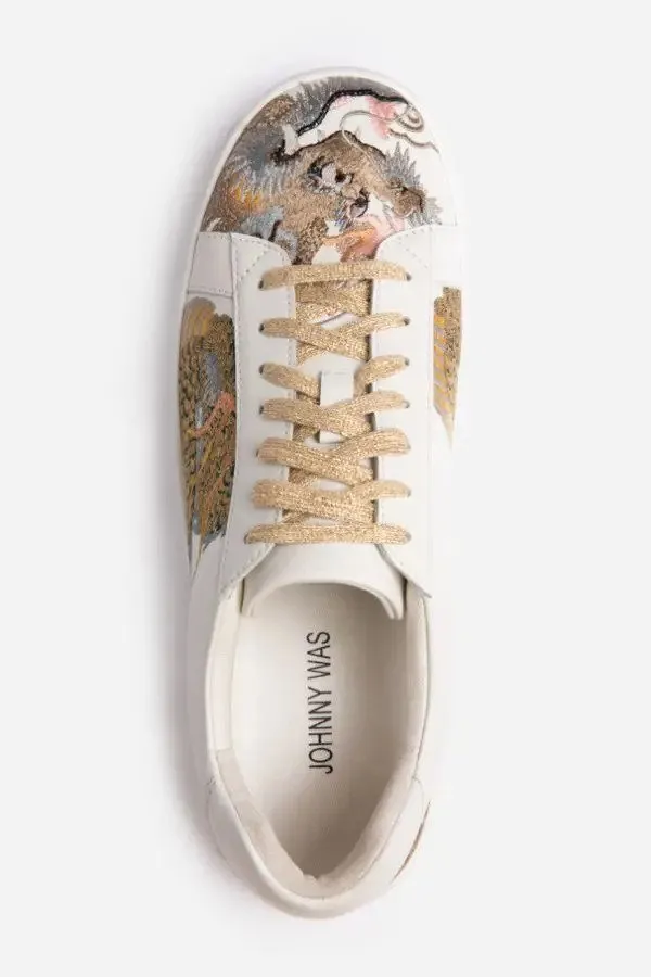 Johnny Was JWLA White/Multi Dragon Sneaker Boho Chic JWS6421 NEW