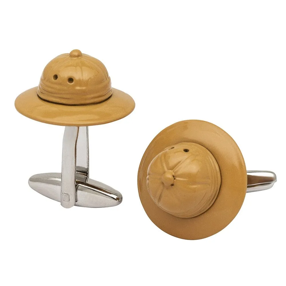 Jungle Explorers Hat Pith Helmet Cufflinks