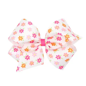 King Flower Print Hair Bow on Clippie