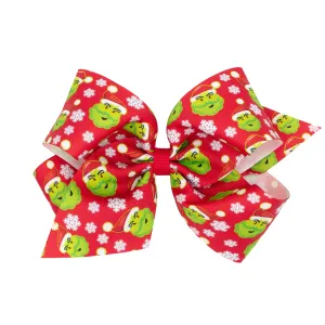 King Holiday Grosgrain Printed Hair Bow on Clippie