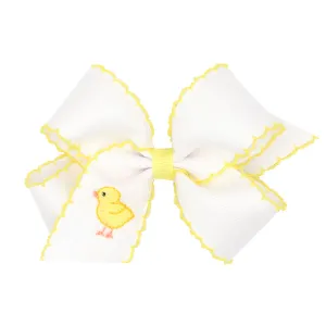King Moonstitch Embroidered Easter Hair Bow on Clippie - Chick