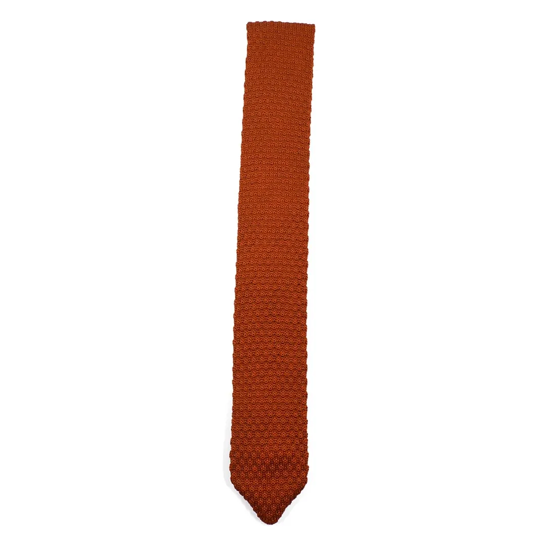 Knitted Point Burnt Orange Tie Set