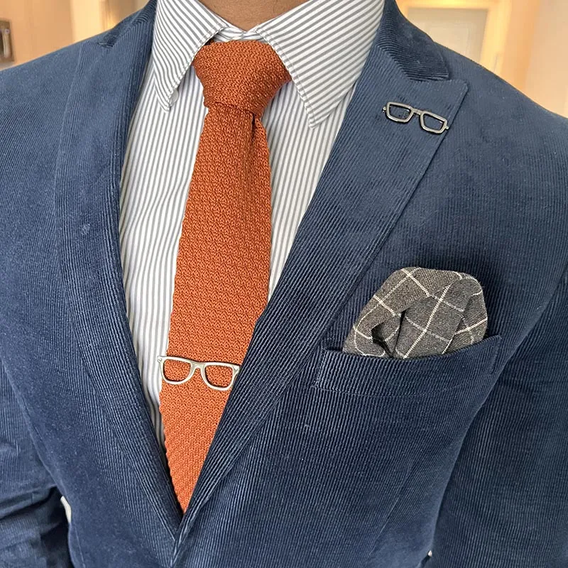 Knitted Point Burnt Orange Tie Set