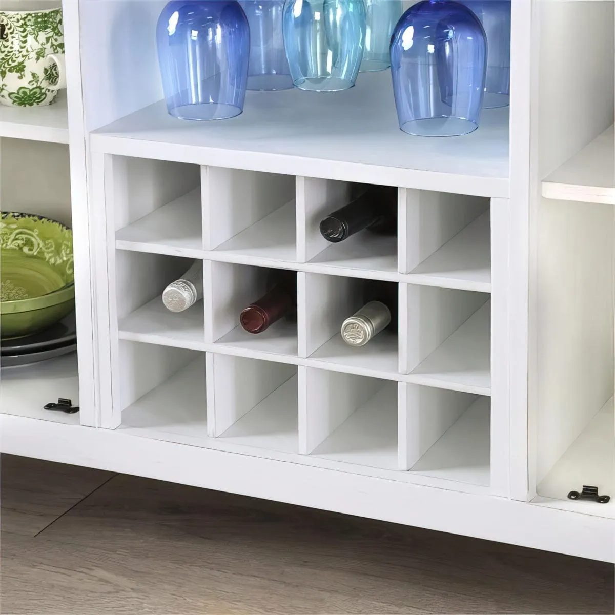 Labin White Wood Multi-Storage Wine Cabinet