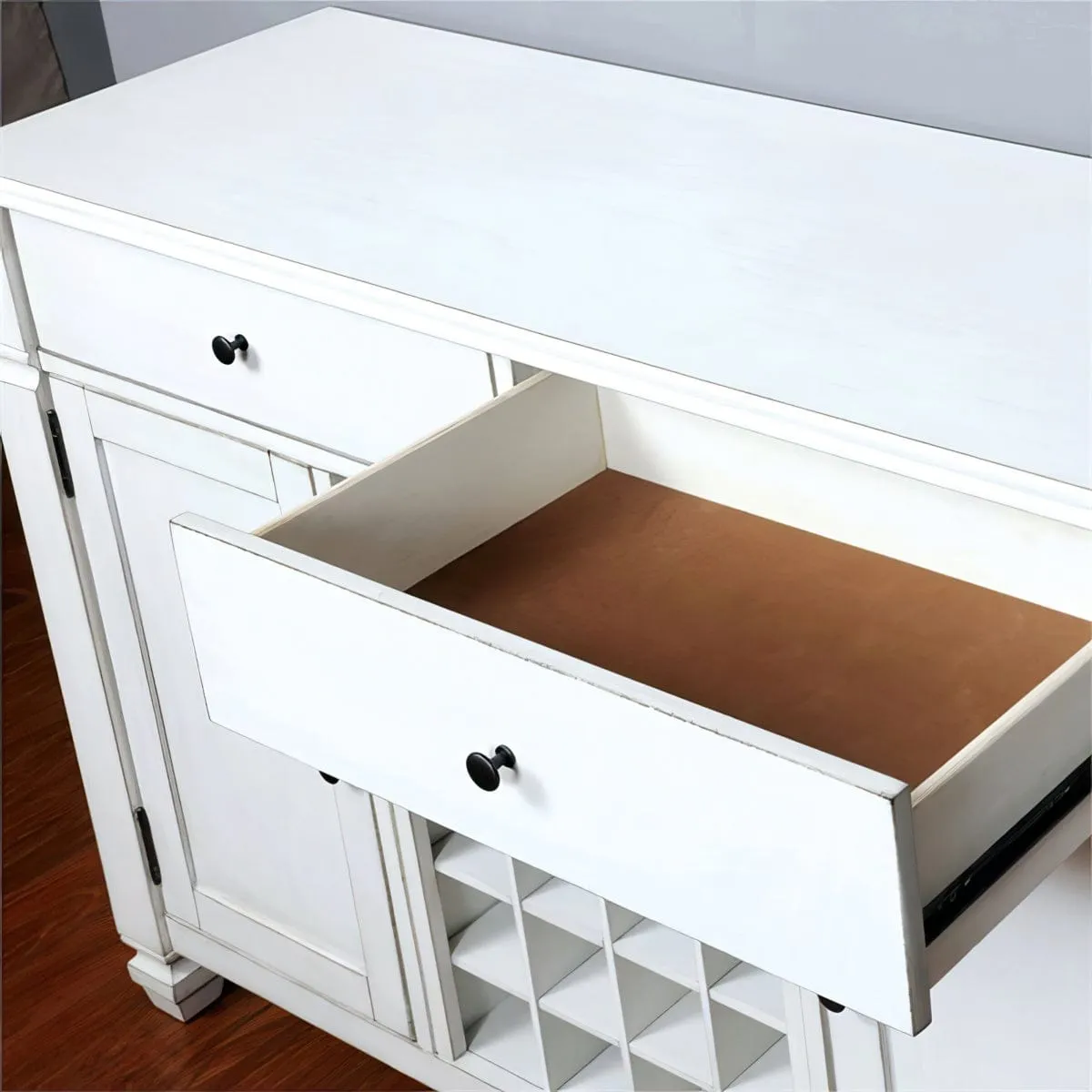 Labin White Wood Multi-Storage Wine Cabinet
